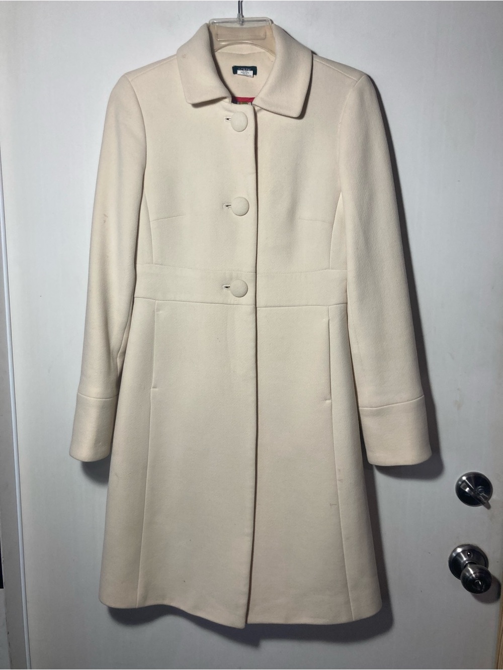 J. Crew Vintage Classic Lady Day Wool Coat A-Line Defined Waist & Pockets Size 2